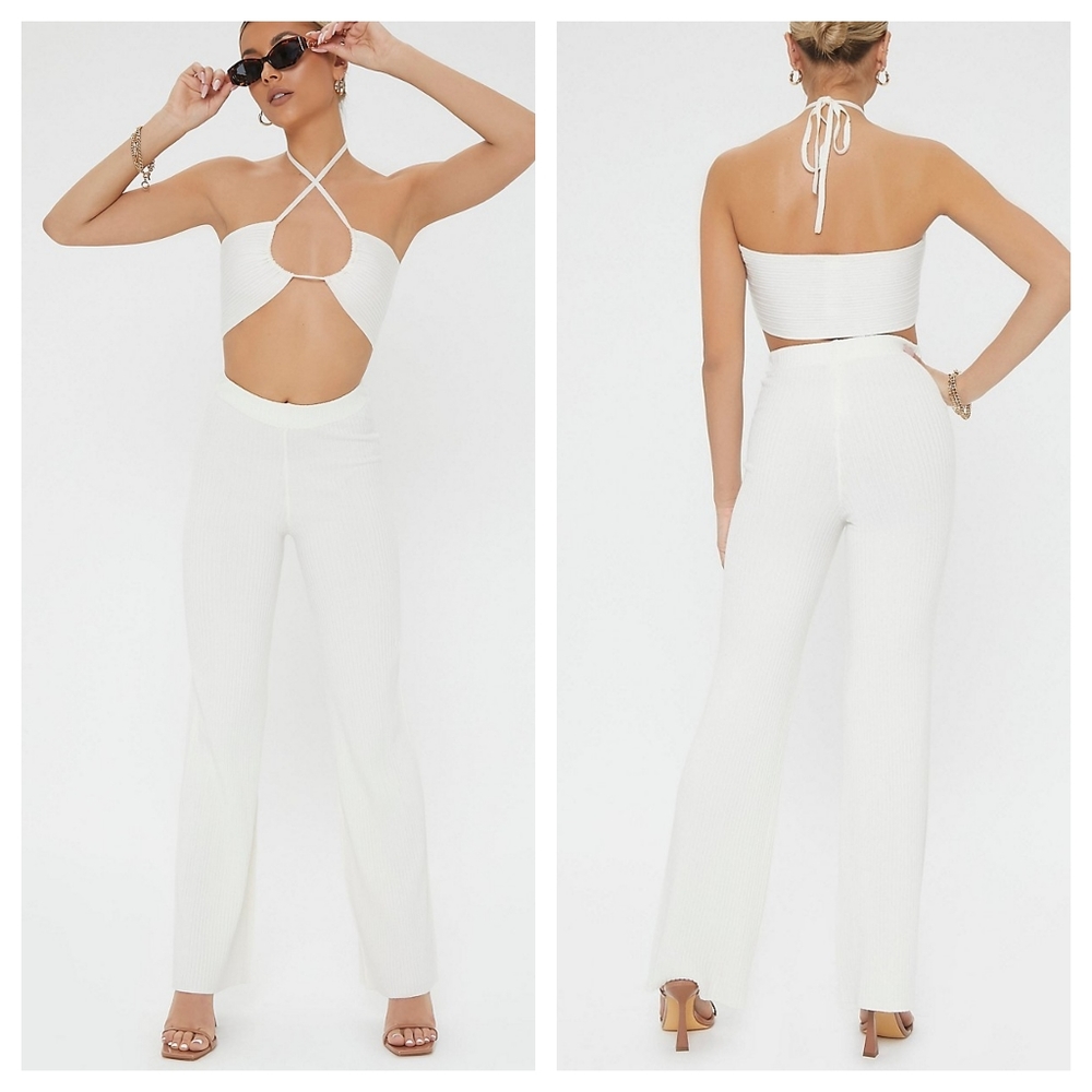 FOREVER21 Cropped Halter Top & Pants Set